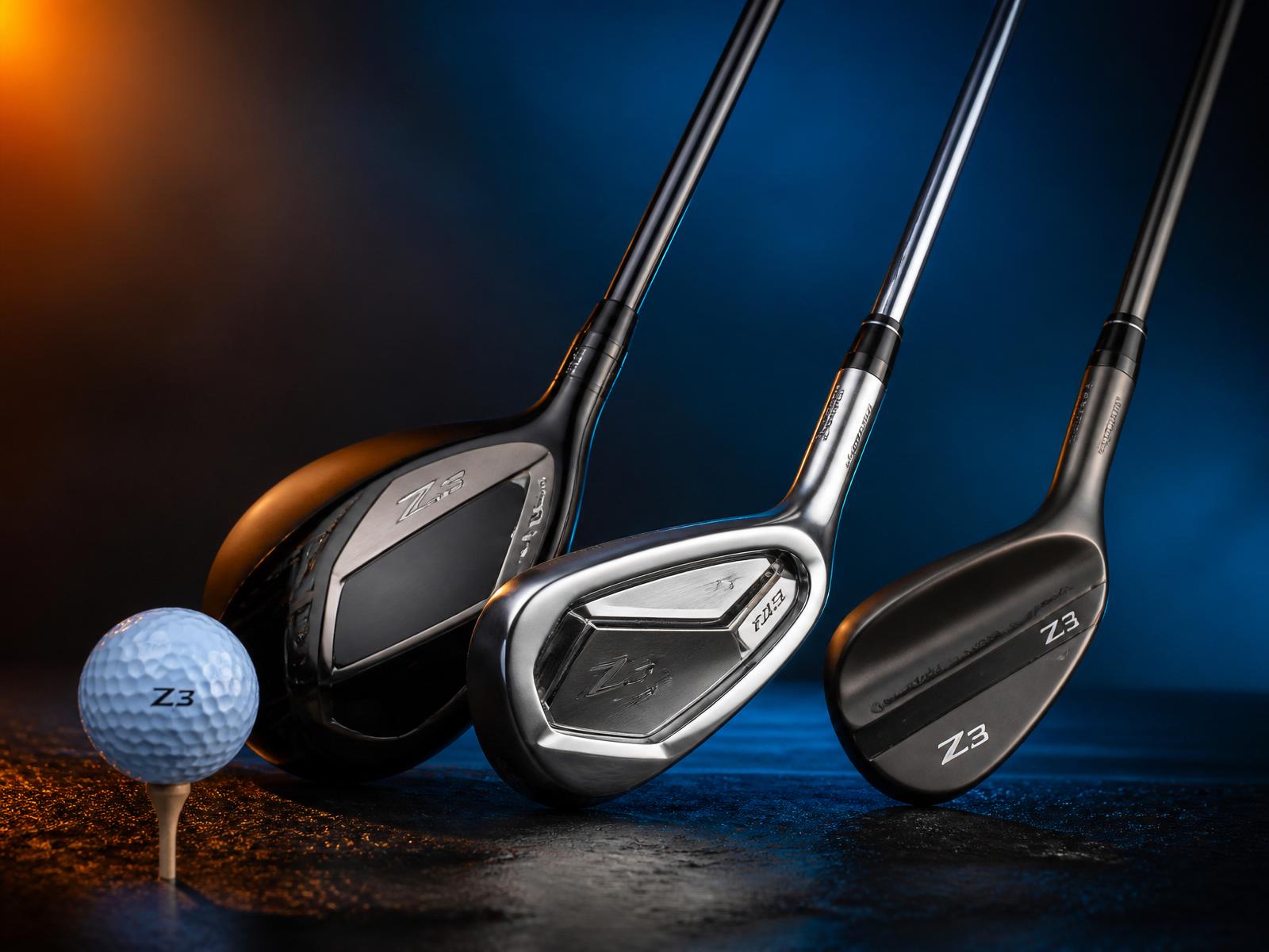 Premium golf clubs arranged on linen